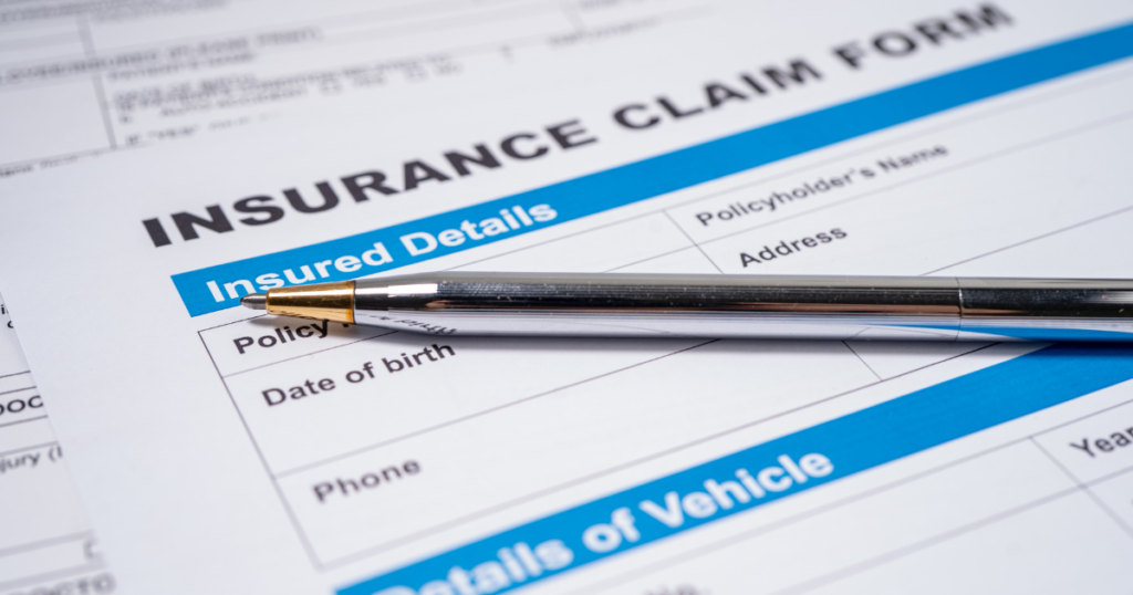 Image of car insurance claim form.