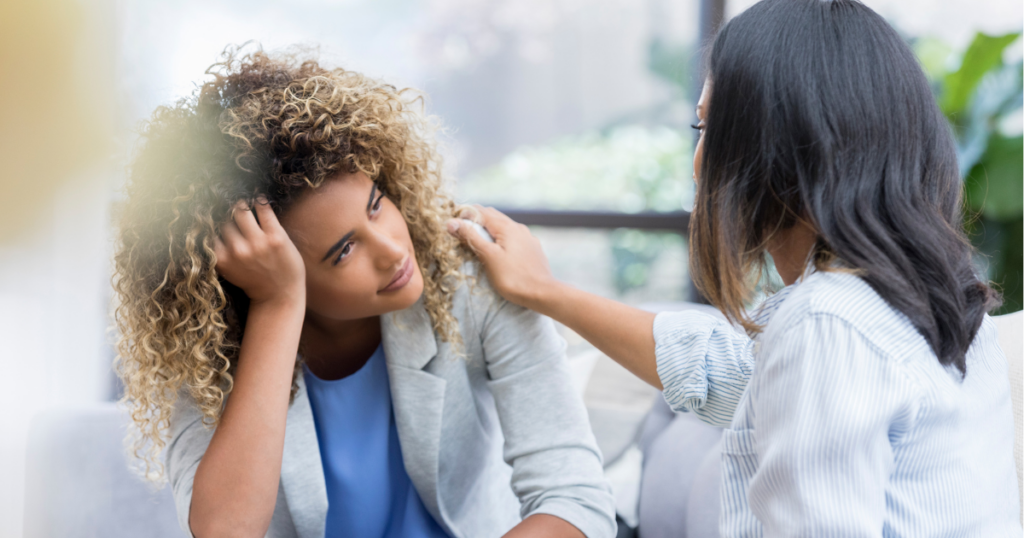A woman getting help with her mental health.