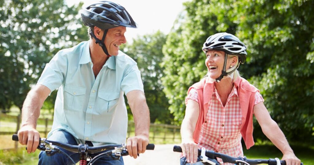 Empty nesters couple enjoying life together, that are planning for life insurance, home insurance and financial security.